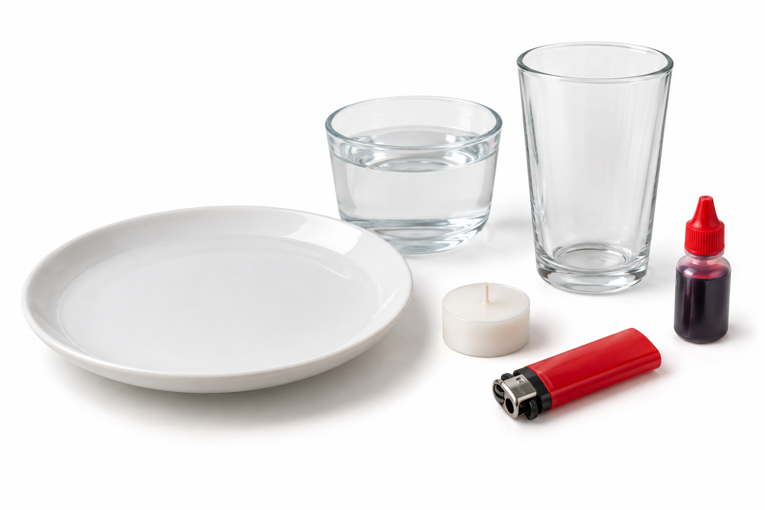 Materiales necesarios para La vela que hace subir el agua